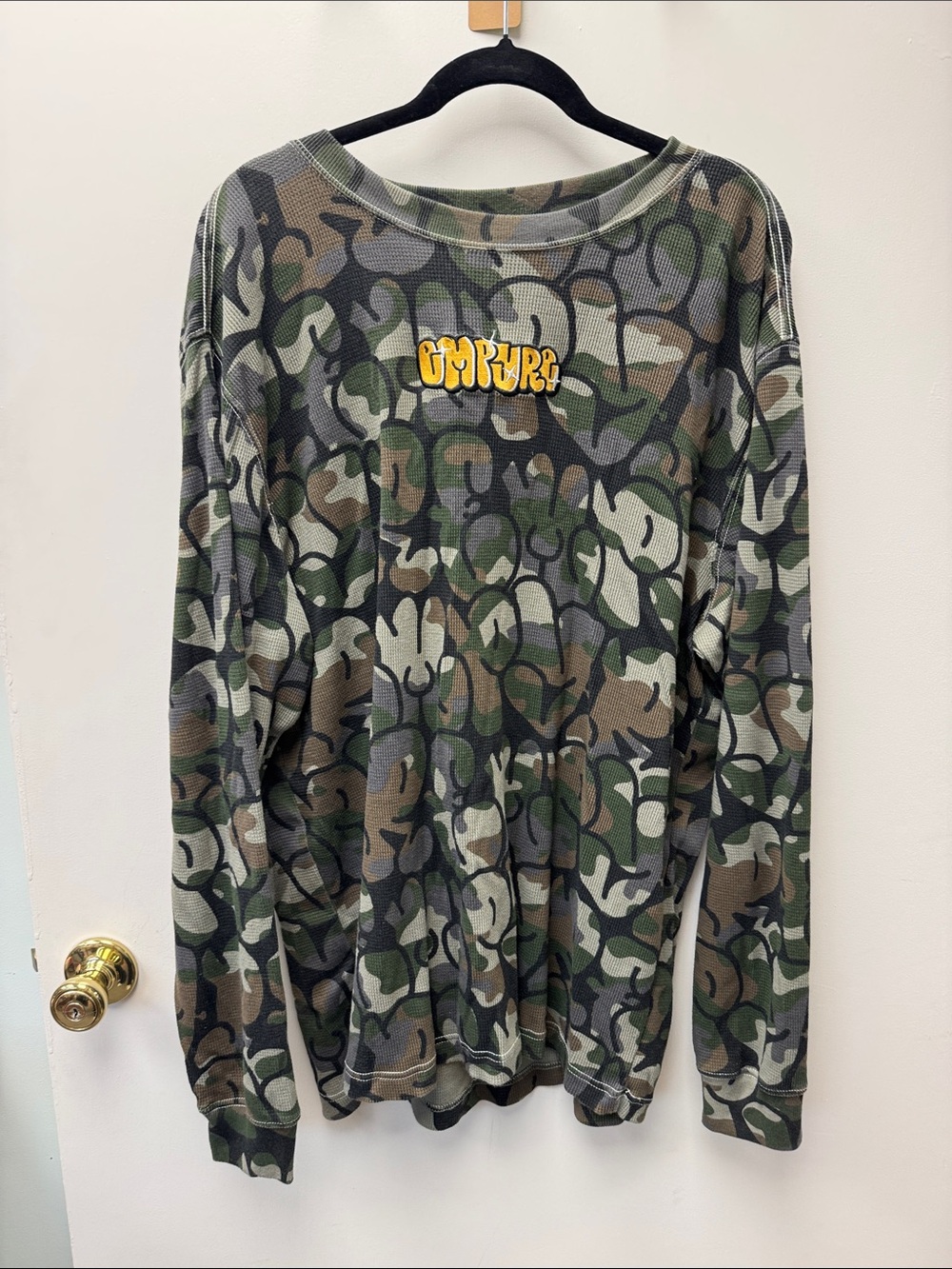 Camouflage Long Sleeve Thermal Tee with Yellow Chest Logo
